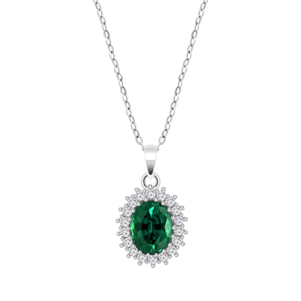 Lotus Collana Kate Argento Zircone Verde