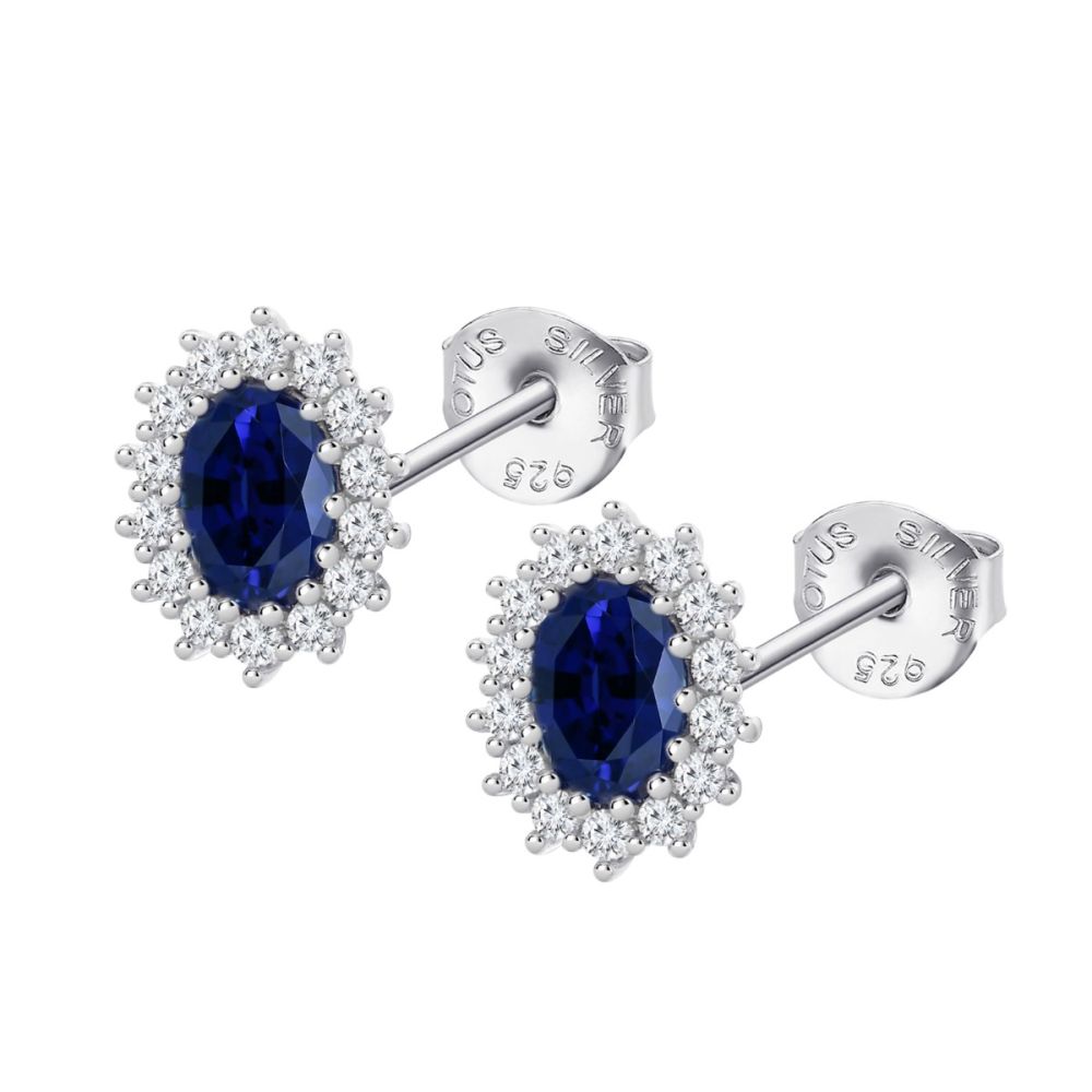 Lotus Orecchini Kate Argento Zircone Blu