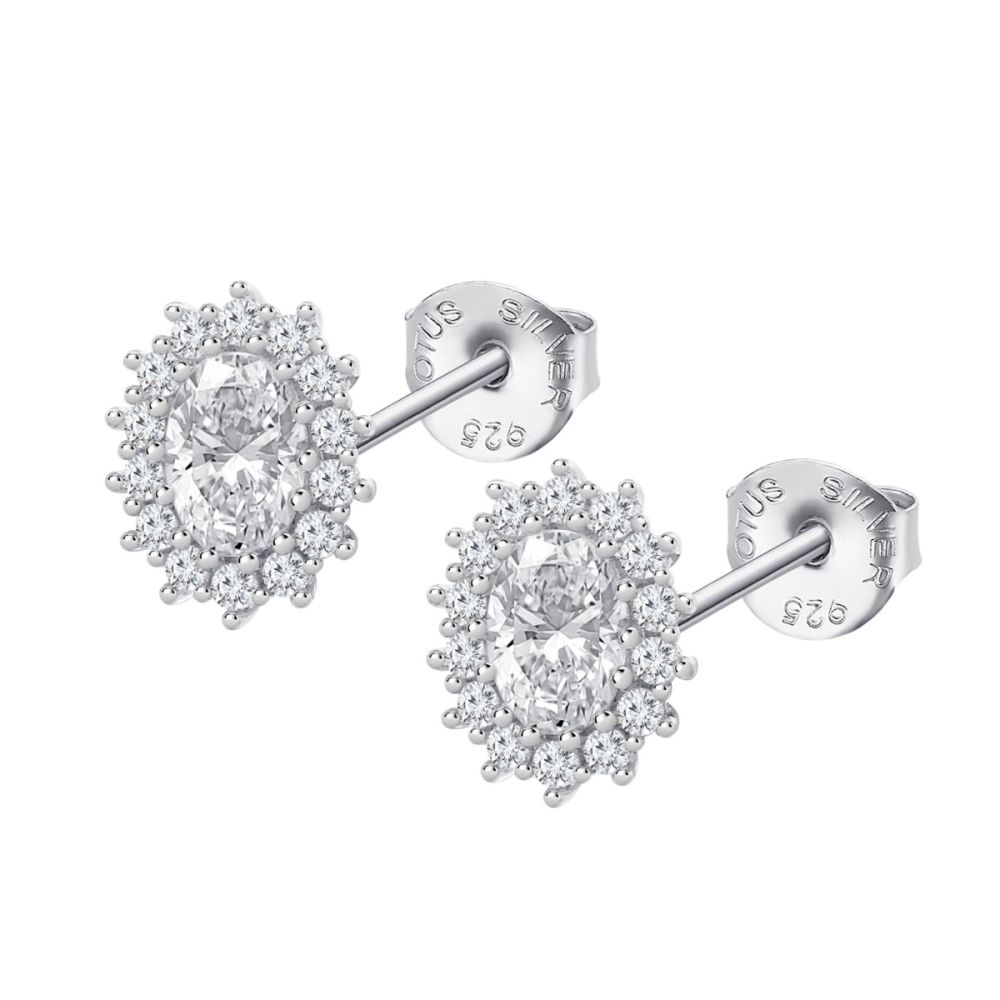 Lotus Orecchini Kate Argento Zircone Bianco
