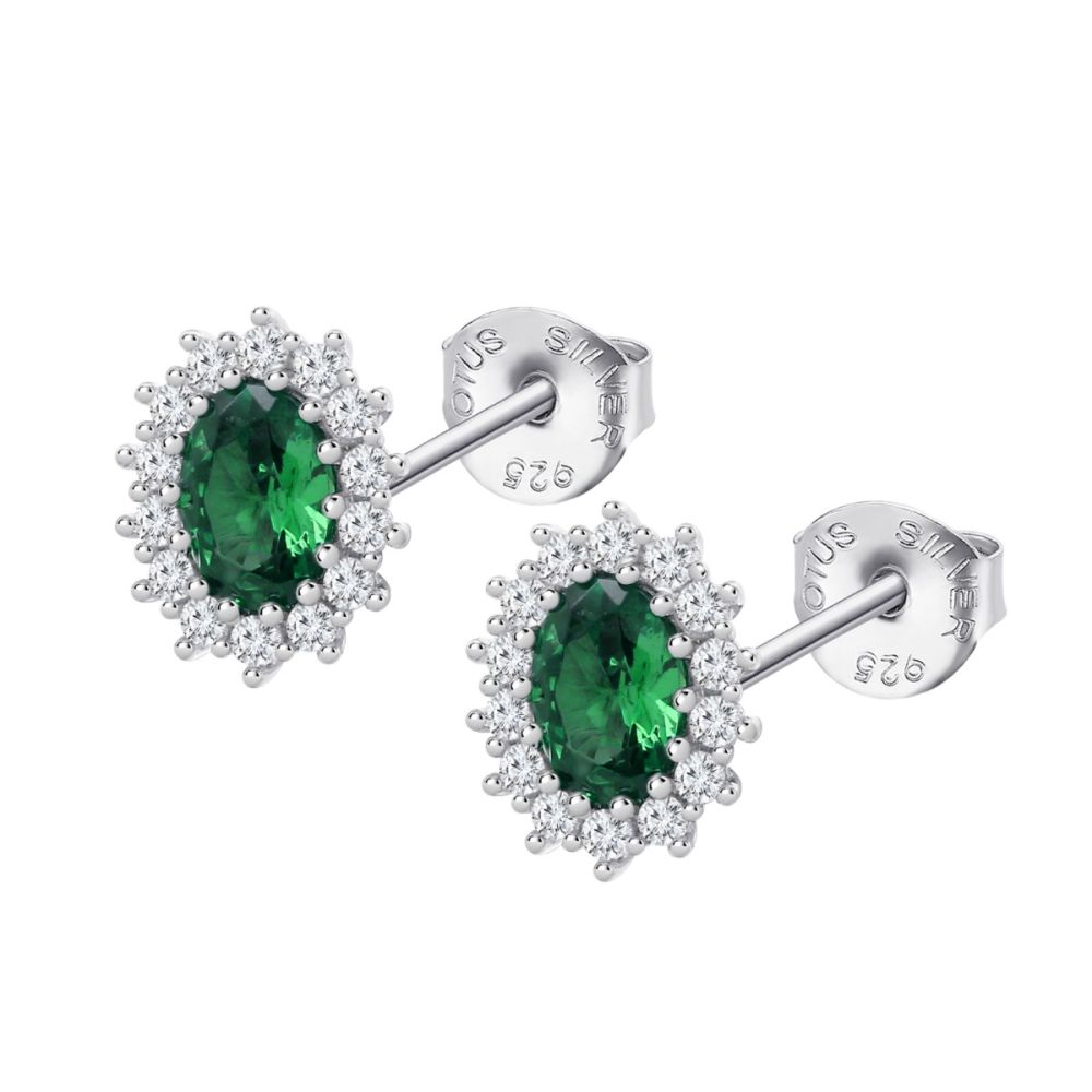 Lotus Orecchini Kate Argento Zircone Verde