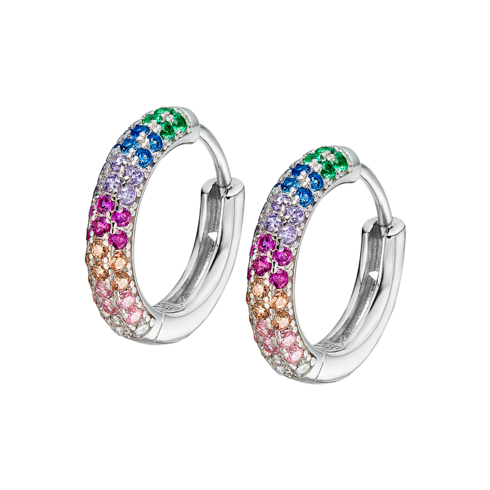 Lotus Cerchio Argento Rodiato Zirconi Multicolor