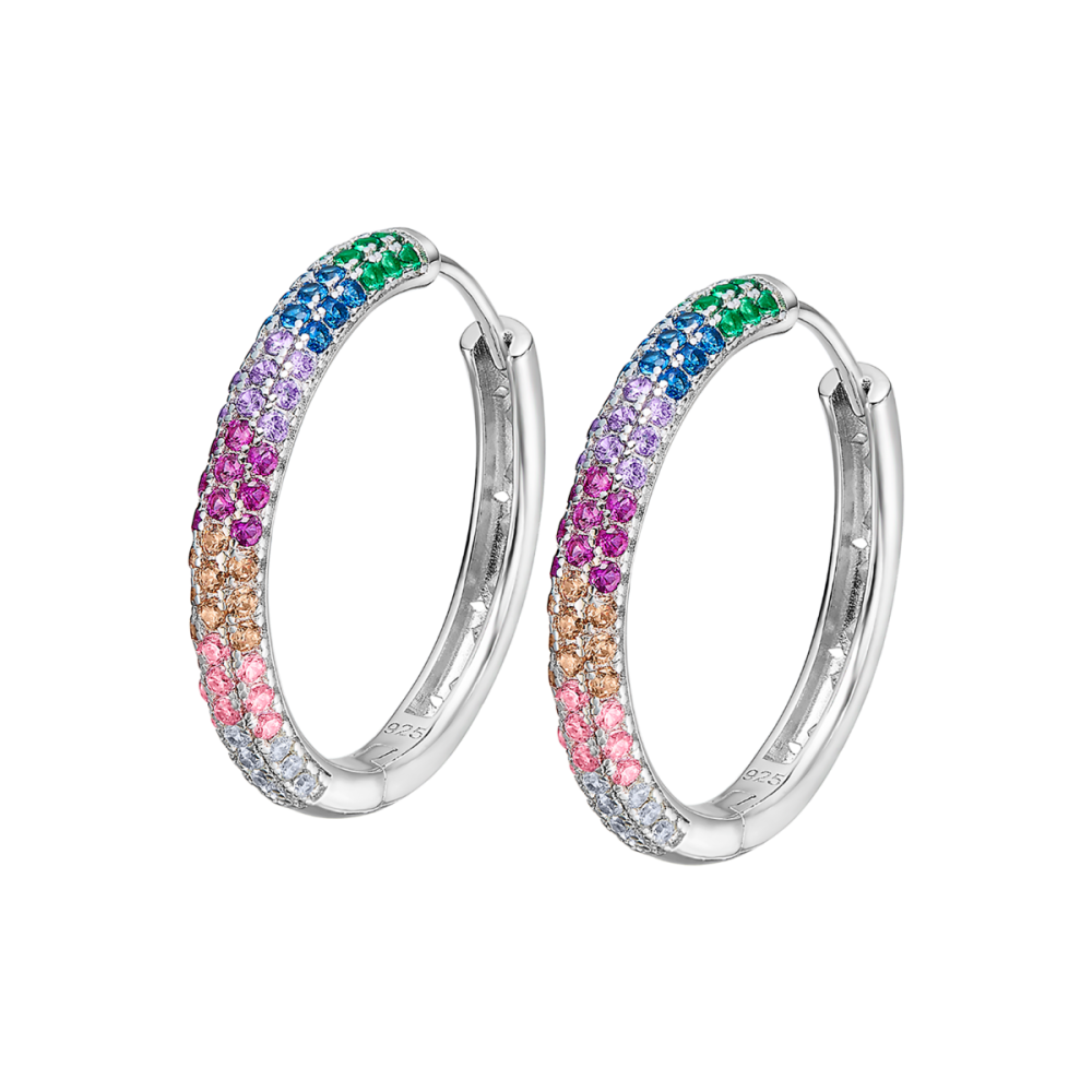 Lotus Cerchio Argento Rodiato Zirconi Multicolor