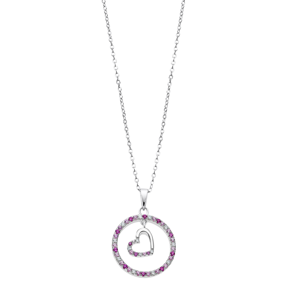 Lotus Collana Argento Rodiato Cerchio con Cuore