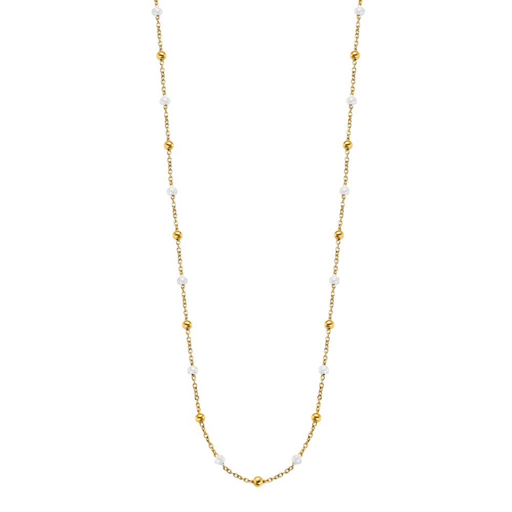 Lotus Collana Argento Gold Smalti Bianchi