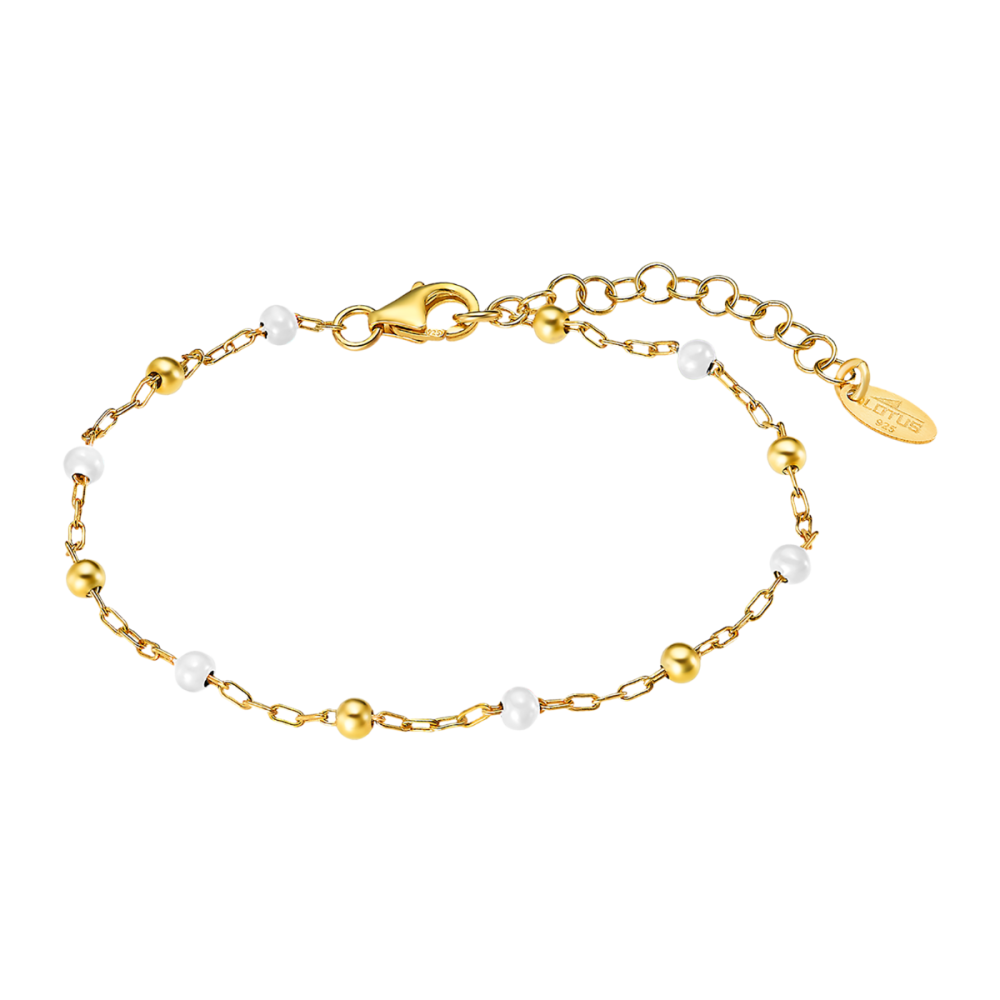 Lotus Bracciale Argento Gold Smalti Bianchi