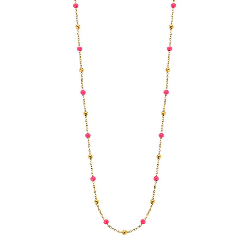 Lotus Collana Argento Gold Smalti Rosa