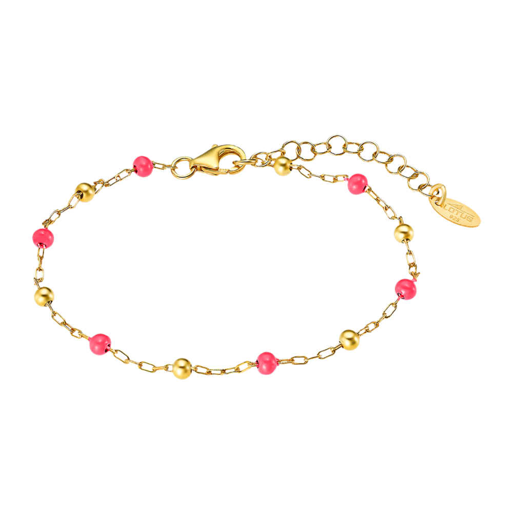 Lotus Bracciale Argento Gold Smalti Rosa