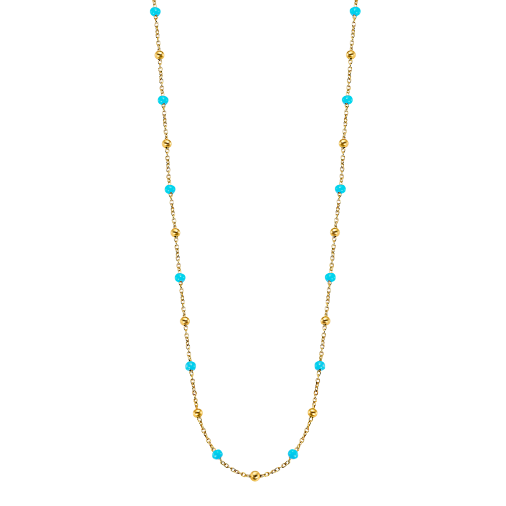 Lotus Collana Argento Gold Smalti Celesti