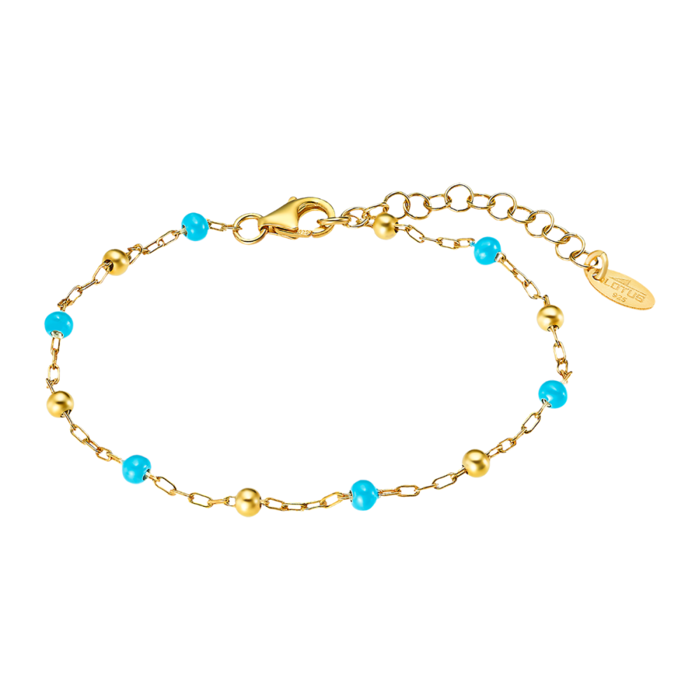 Lotus Bracciale Argento Gold Smalti Celesti