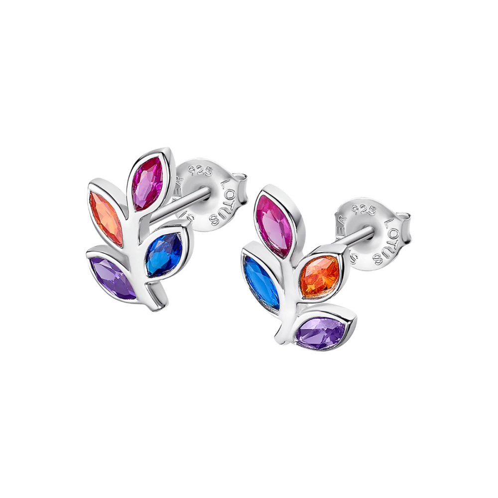 Lotus Orecchini Argento Cristalli Multicolor