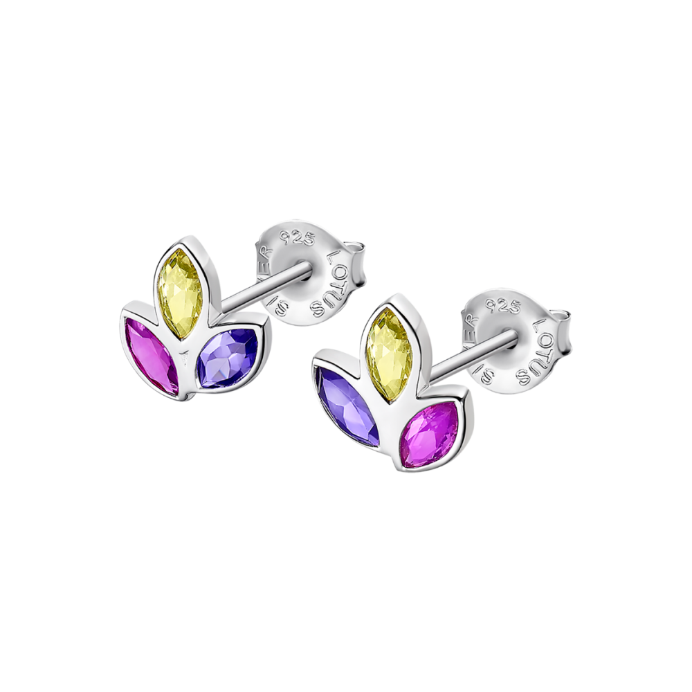 Lotus Orecchini Argento Cristalli Multicolor