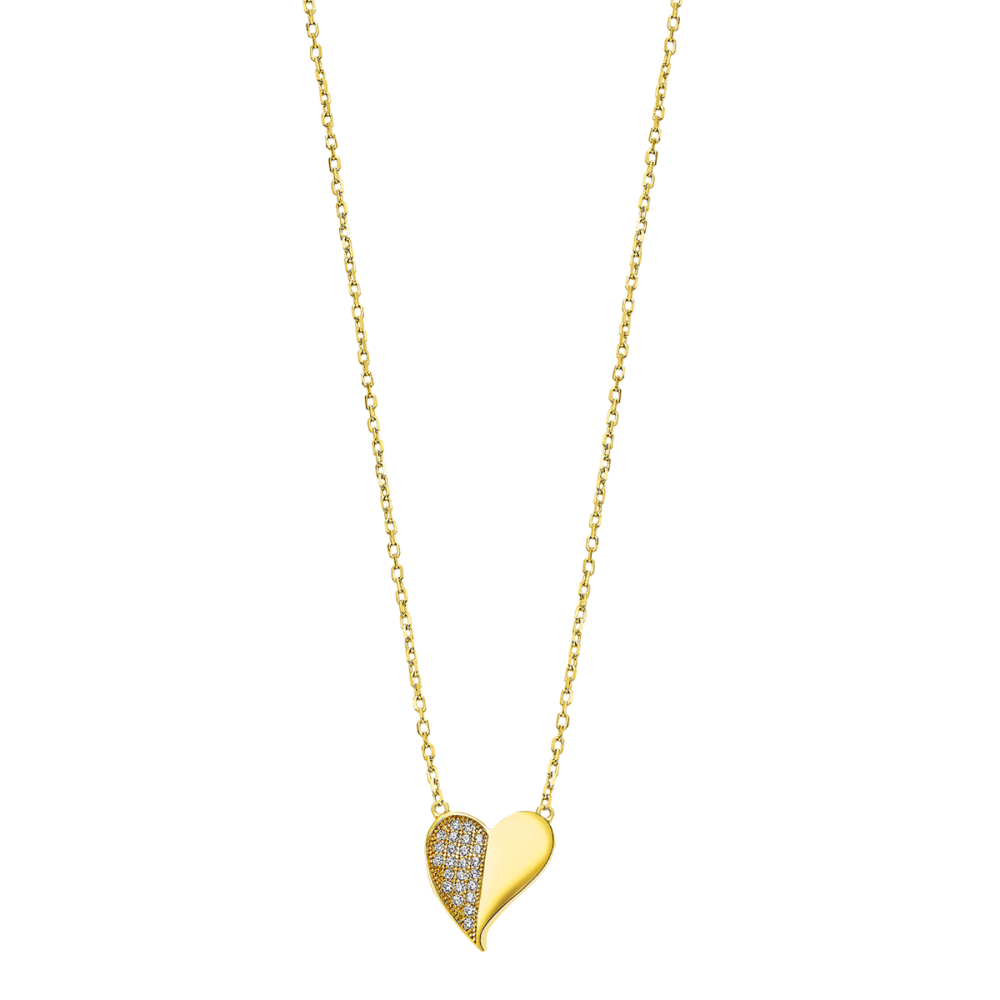 Lotus Collana Donna Argento Gold Cuore Zirconato