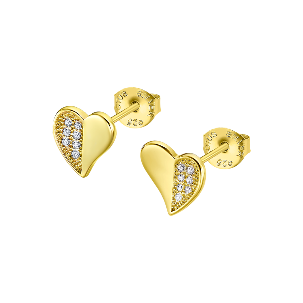 Lotus Orecchino Donna Argento Gold Cuore Zirconato