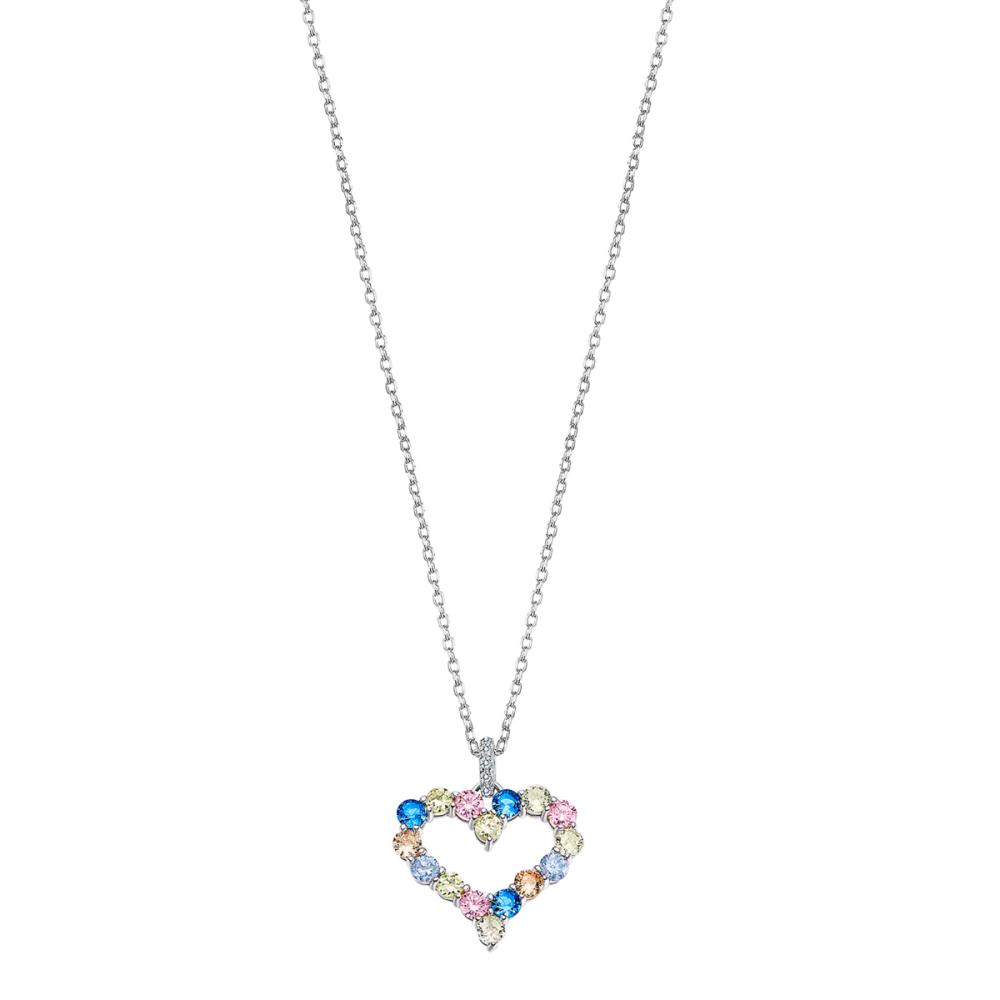 Lotus Collana Argento Cuore Zirconi Multicolor