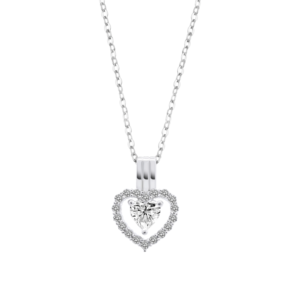 Lotus Collana Argento Cristallo Cuore Bianco e Zirconi