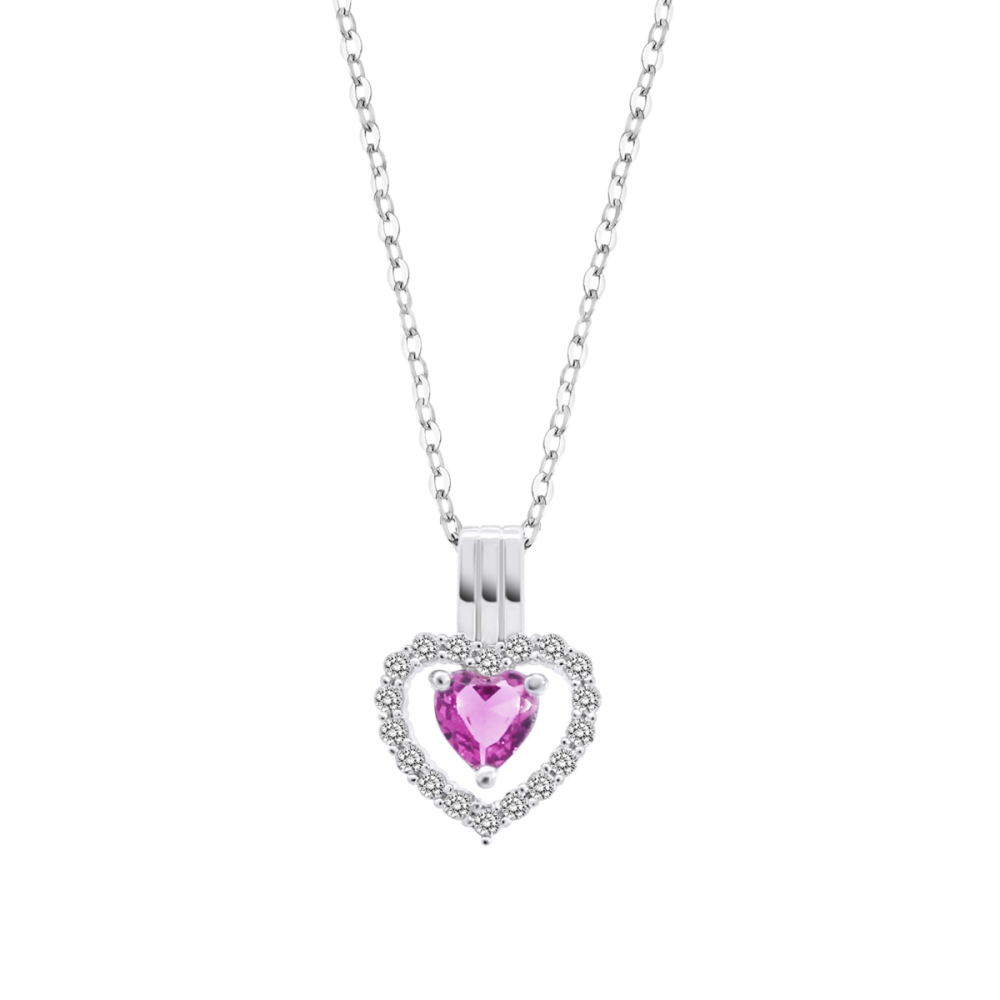 Lotus Collana Argento Cristallo Cuore Rosa e Zirconi