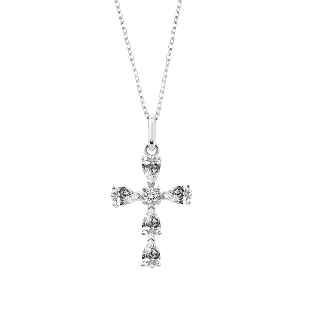 Lotus Collana Argento Croce con Cristalli
