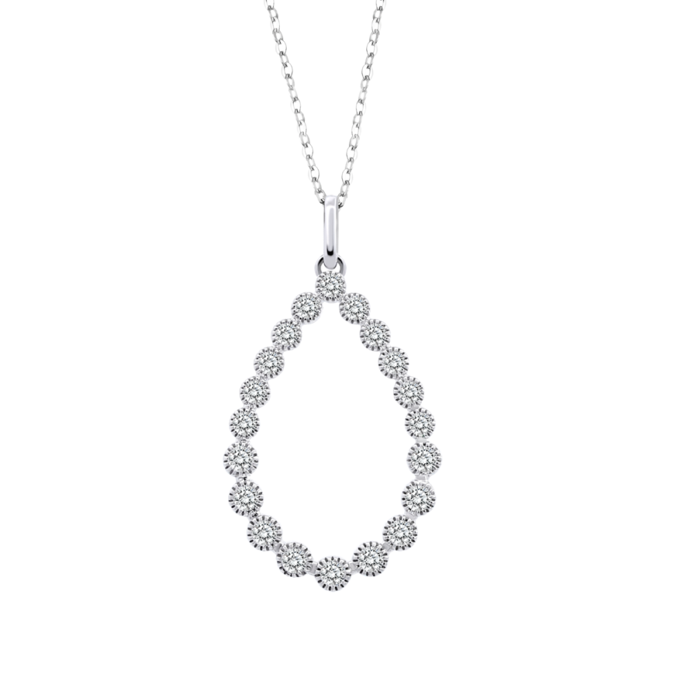 Lotus Collana Argento Pendente Goccia con Cristalli