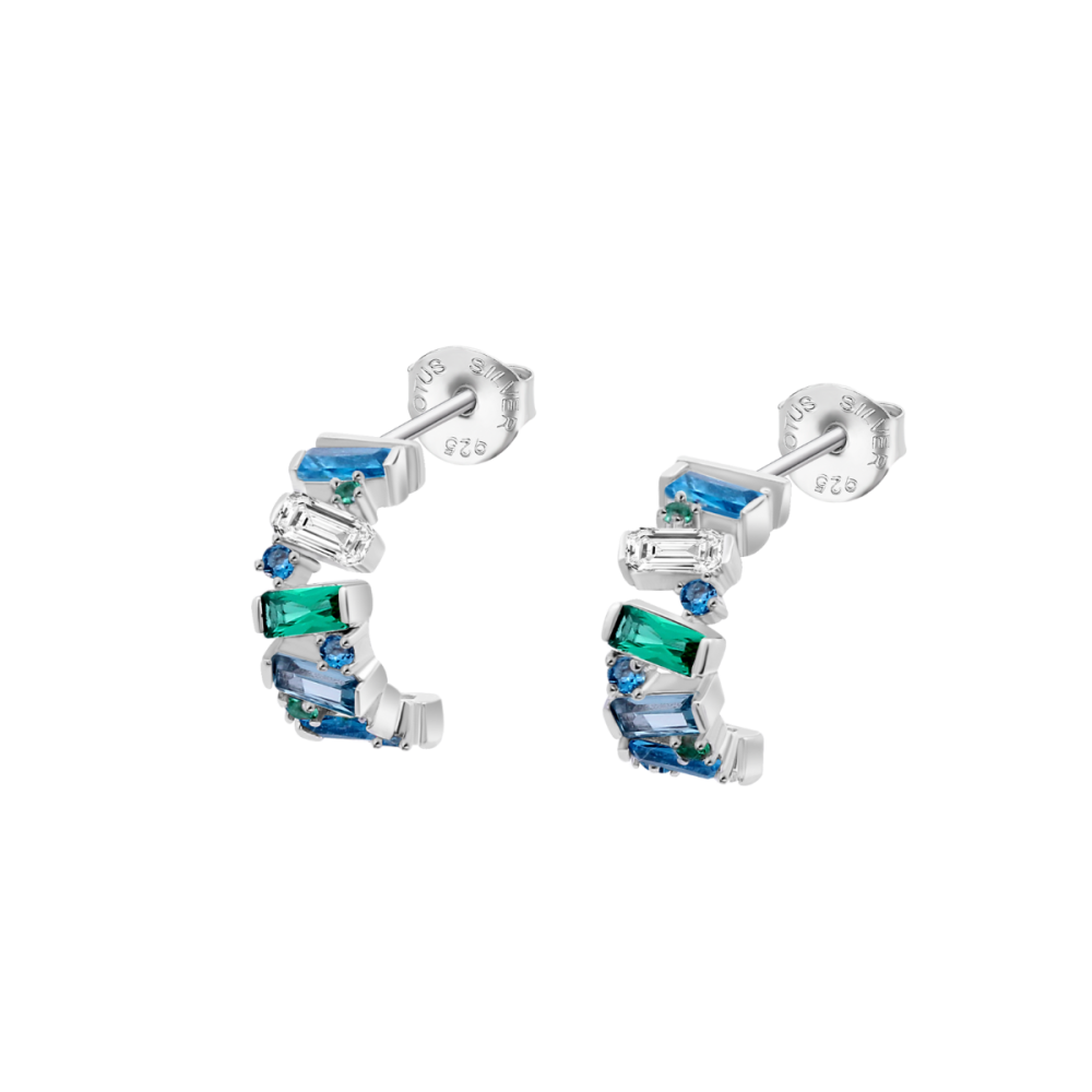 Lotus Semicerchio Argento Cristalli Multicolor