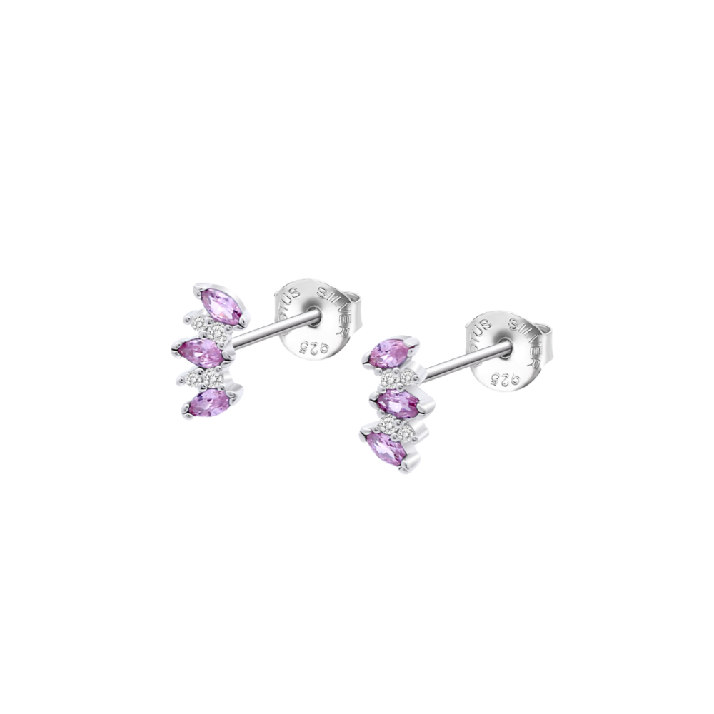 Lotus Orecchini Lobo Argento Cristalli Rosa