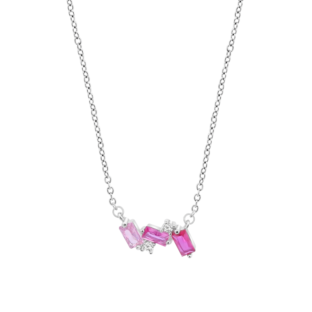 Lotus Collana Argento Cristalli Bianchi e Rosa