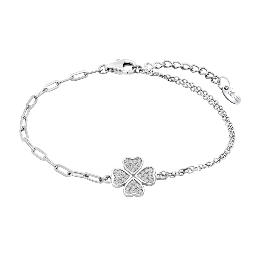 Lotus Bracciale Argento Quadrifoglio Zirconato