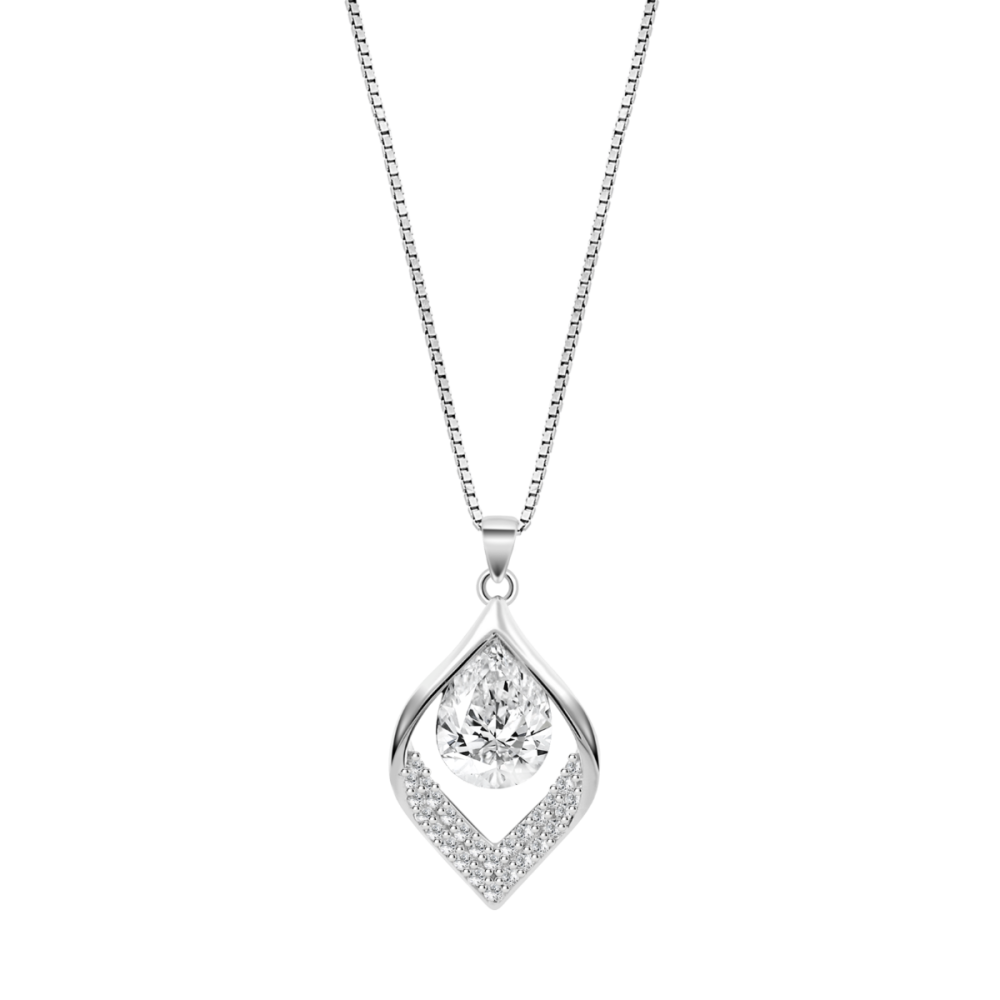 Lotus Collana Argento Cristalli Bianchi