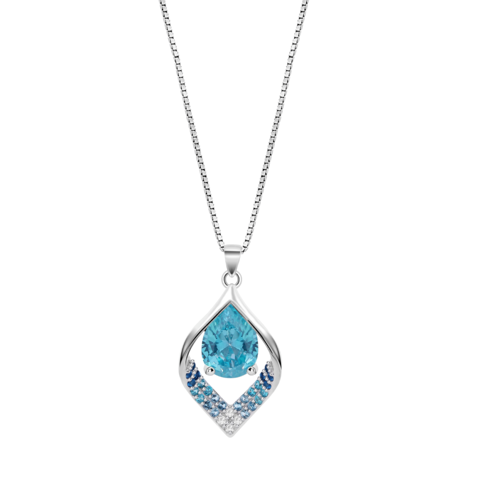 Lotus Collana Argento Cristallo Azzurro