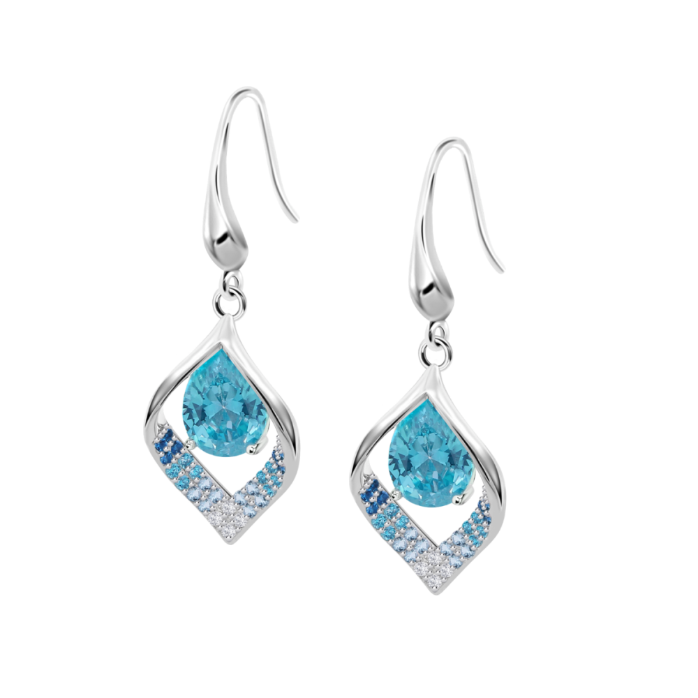 Lotus Orecchini Argento Cristallo Azzurro