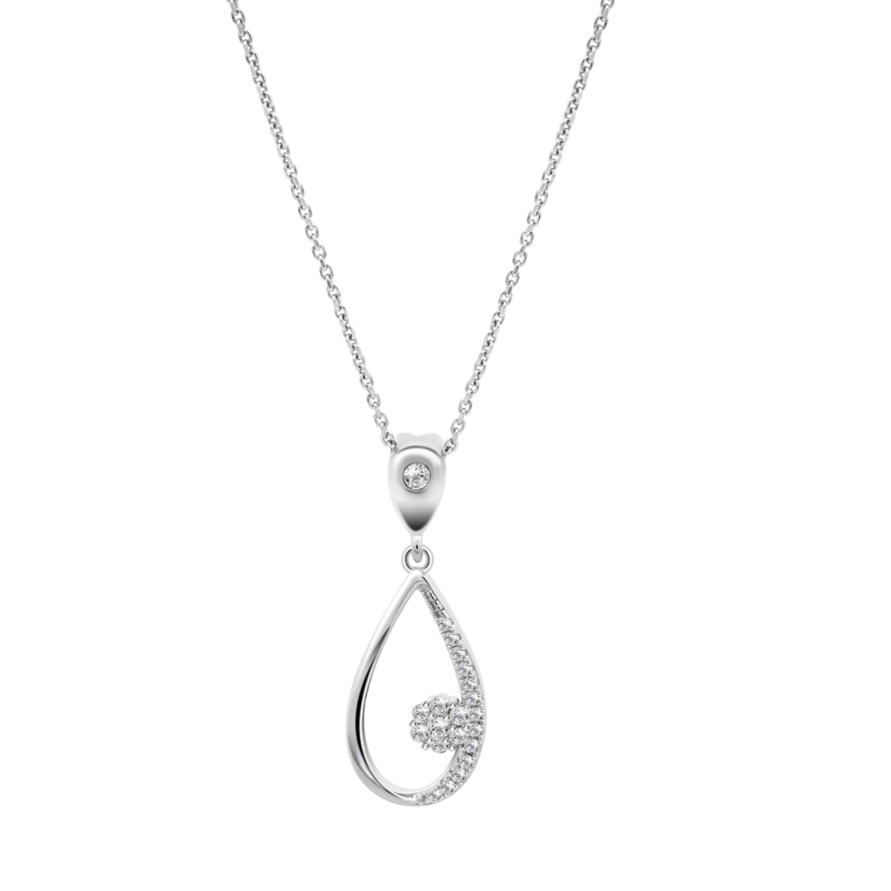 Lotus Collana Argento Elemento con Cristalli