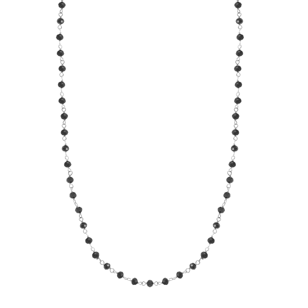 Lotus Collana Argento Grani Neri