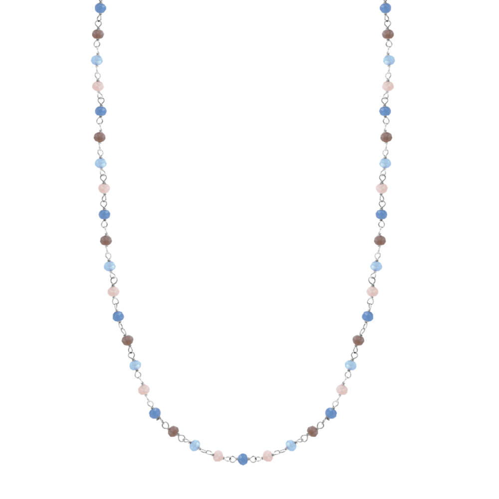 Lotus Collana Argento Grani Multicolor