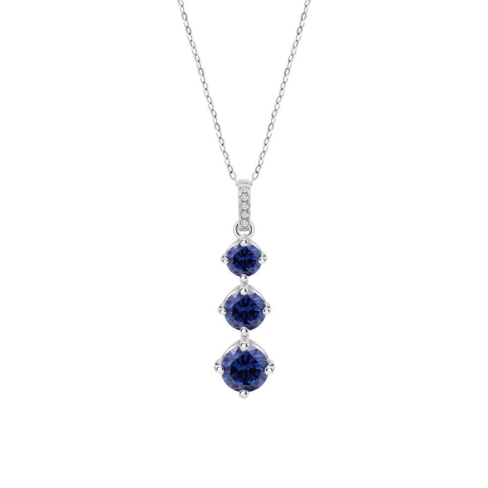 Lotus Collana Argento Pendente 3 Zirconi Blu