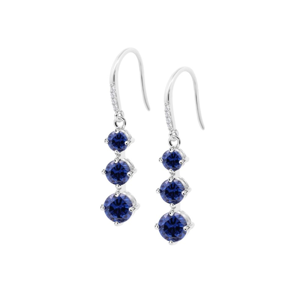 Lotus Orecchini Argento Pendente 3 Zirconi Blu