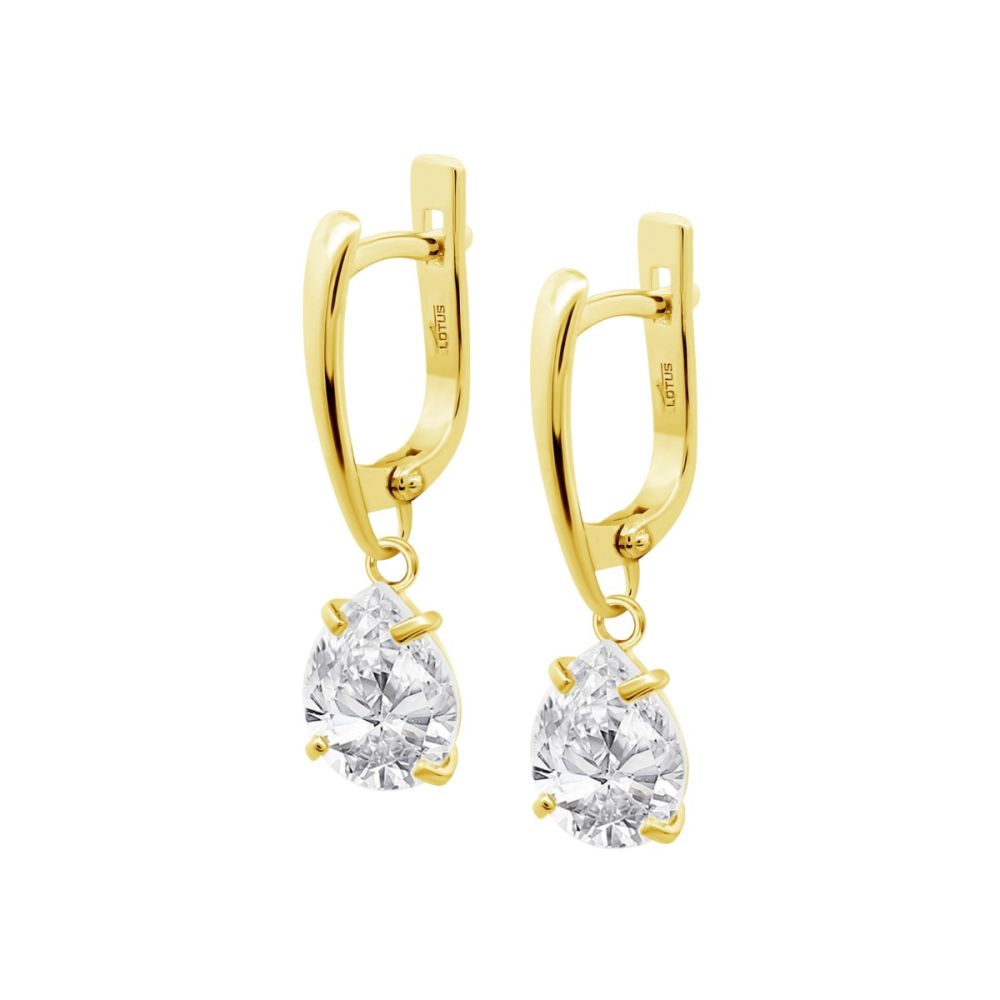 Lotus Orecchini Argento Gold Zircone Bianco 
