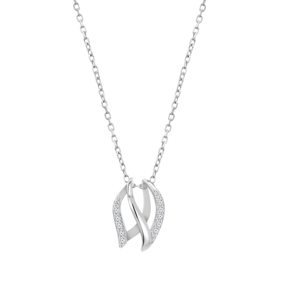 Lotus Collana Argento Pendente con Zirconi