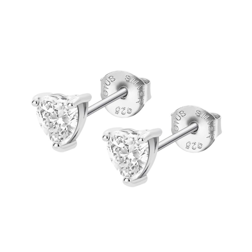 Lotus Orecchini Argento Cuore Bianco 6 mm