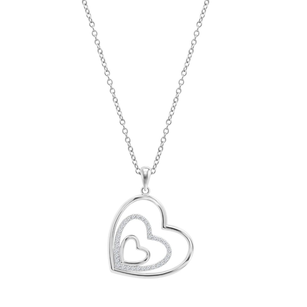Lotus Collana Argento 3 Cuori e Zirconi