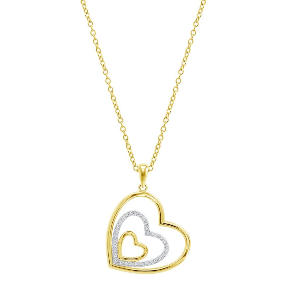 Lotus Collana Argento Gold 3 Cuori e Zirconi