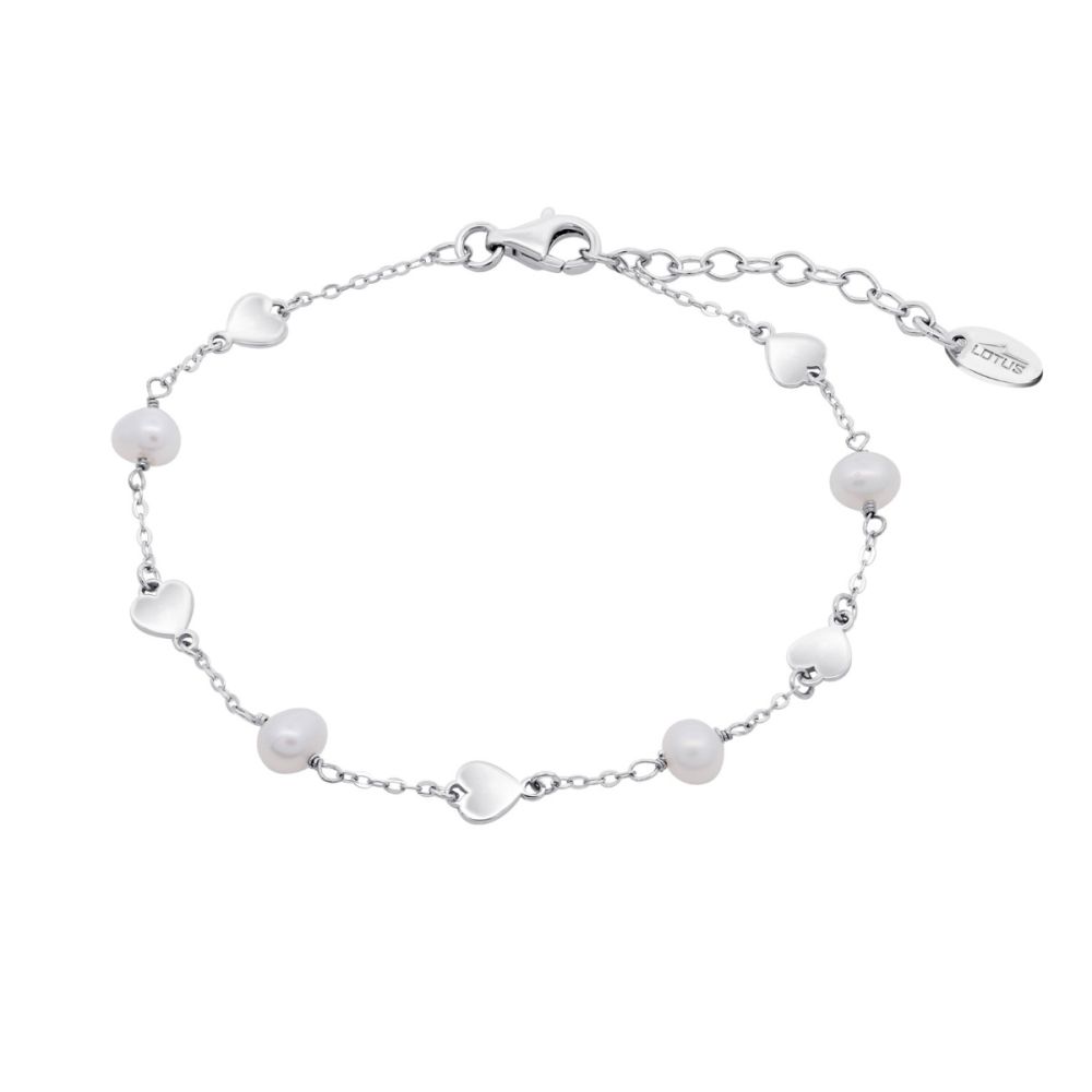 Lotus Bracciale Argento Cuori e Perle