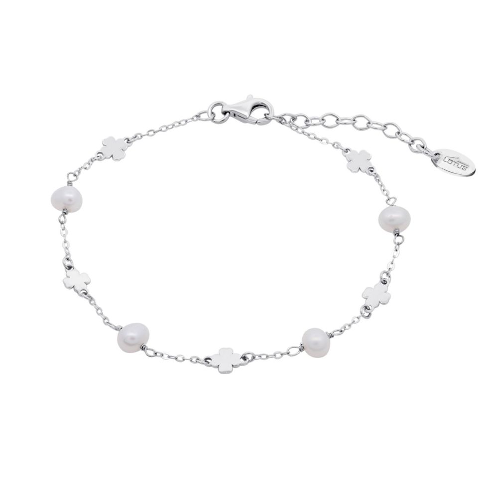 Lotus Bracciale Argento Quadrifogli e Perle
