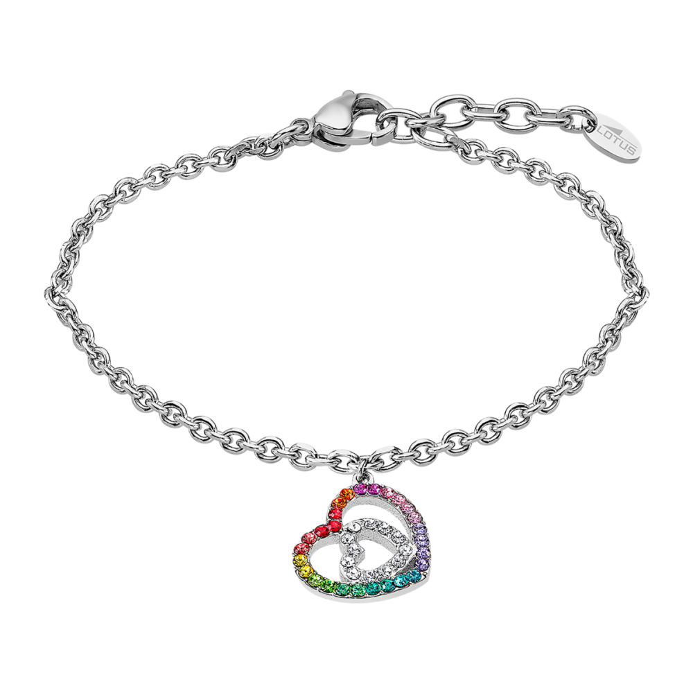 Lotus Bracciale Acciaio Cuori e Zirconi