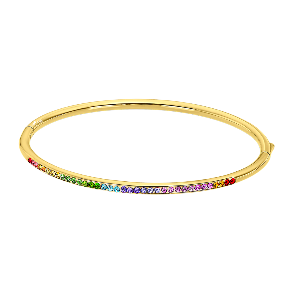 Lotus Bracciale Rigido Acciaio Gold Zirconi Multicolor