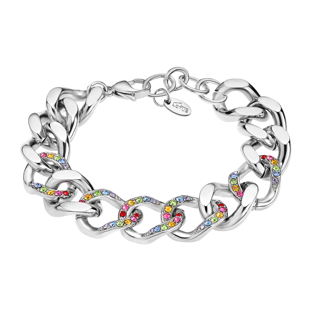 Lotus Bracciale Catena Donna Acciaio e  Zirconi Multicolor