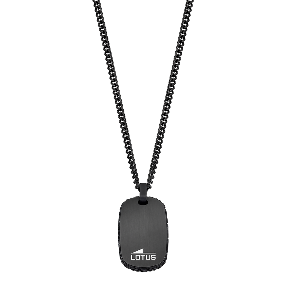 Lotus Collana Uomo Acciaio Nero Piastra Nera