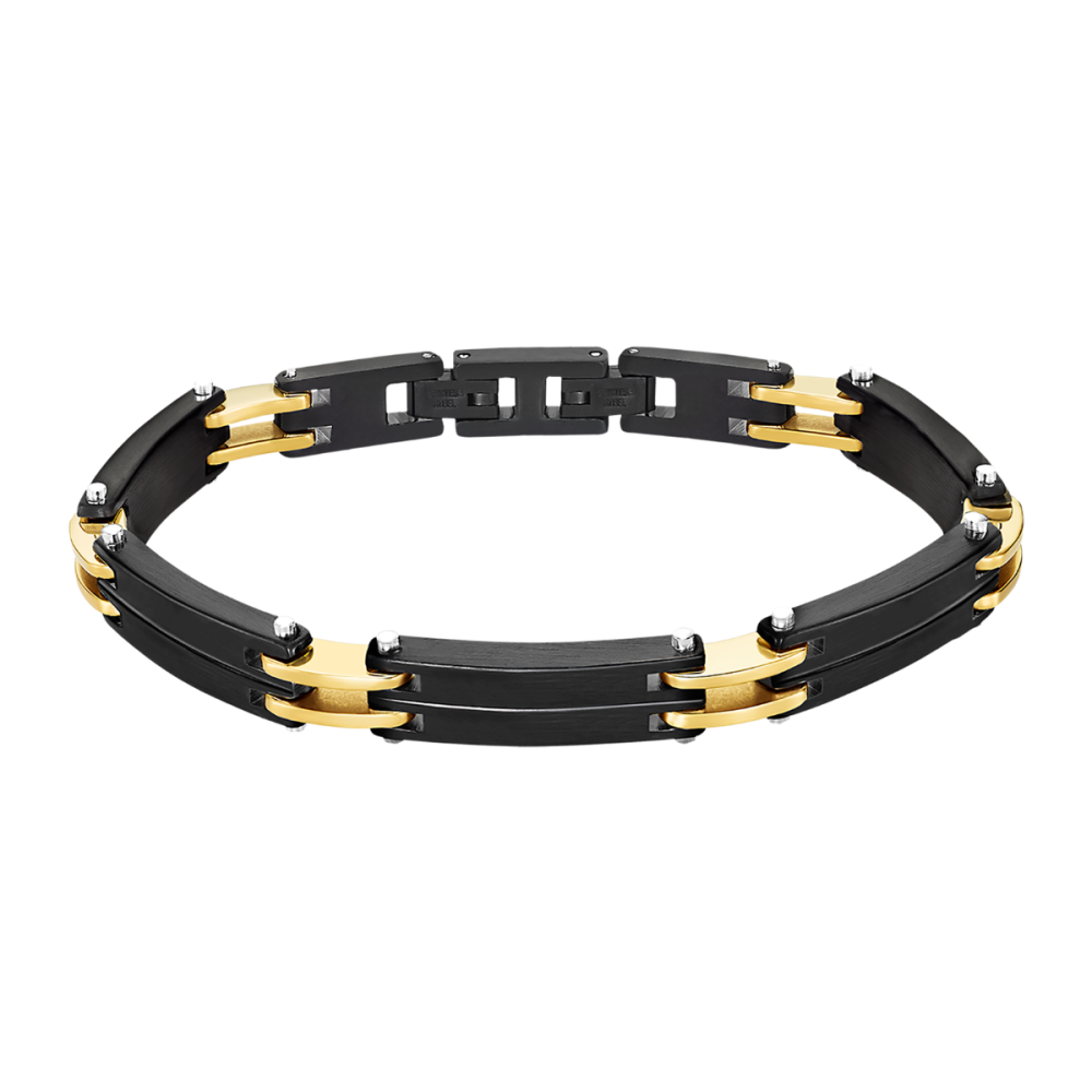 Lotus Bracciale Uomo Acciaio Nero e Pvd Gold