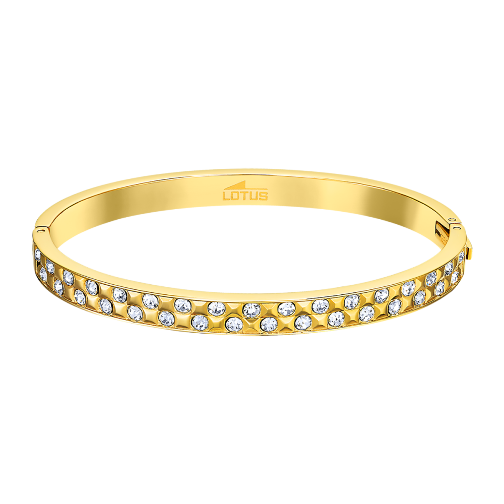 Lotus Bracciale Rigido Donna Acciaio Gold e Cristalli