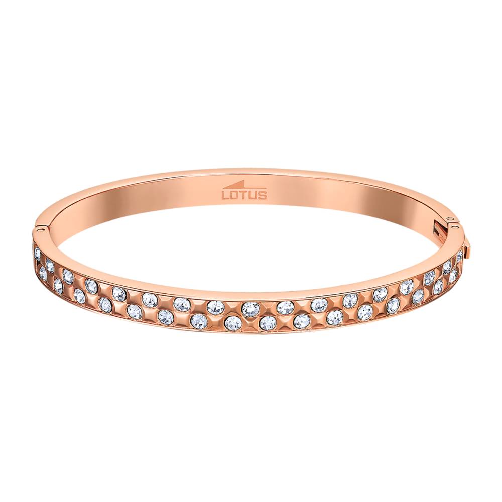 Lotus Bracciale Rigido Donna Acciaio Rosè e Cristalli
