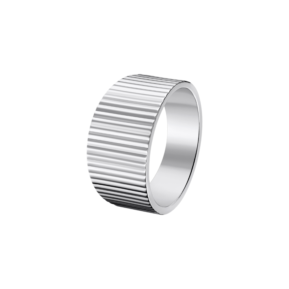 Lotus Anello Acciaio Fascia Rigata