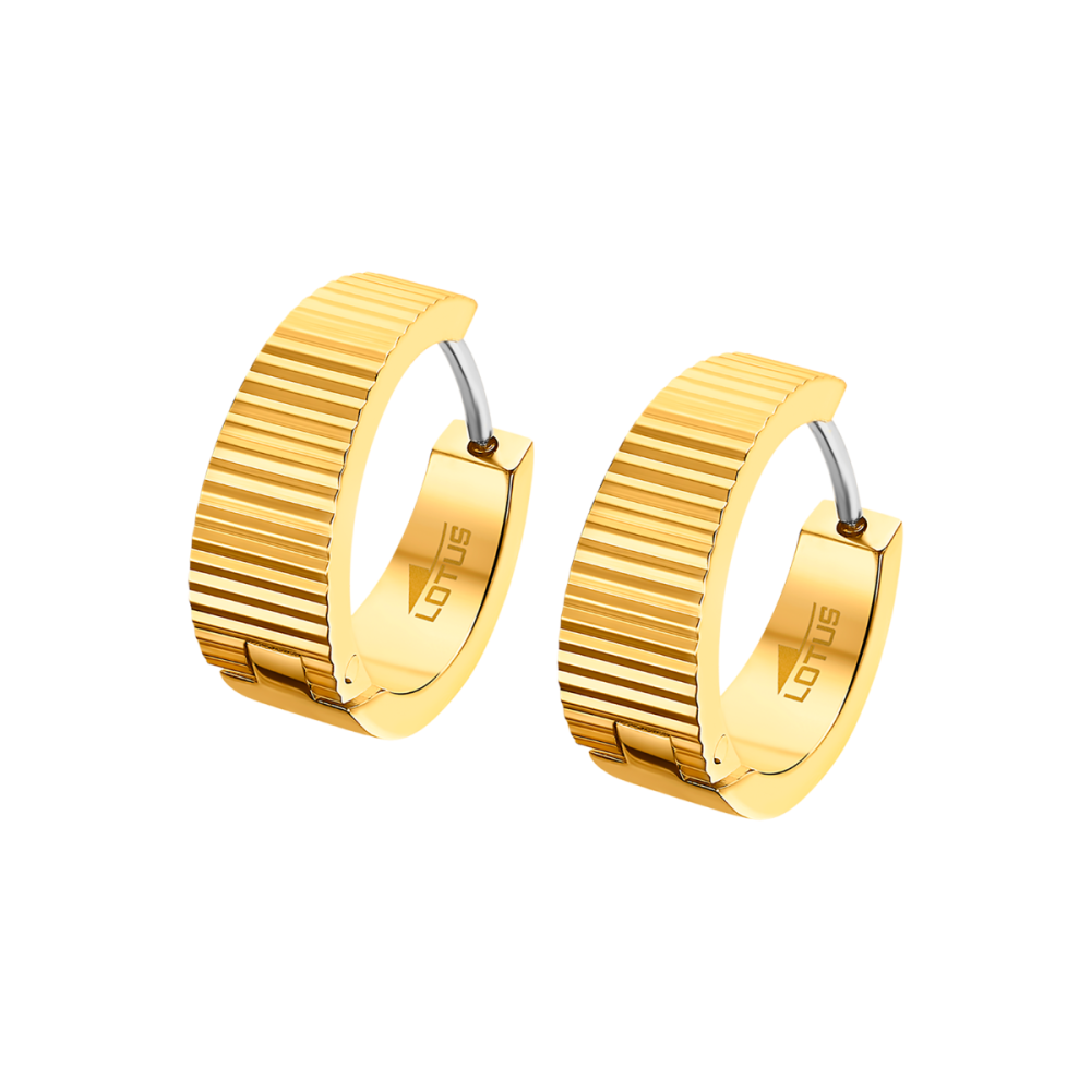 Lotus Orecchini Cerchio Acciaio Gold Fascia Rigata
